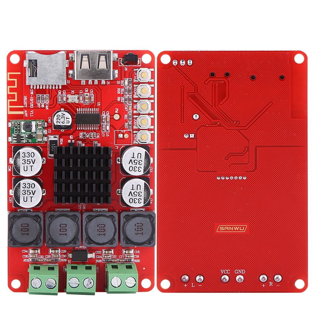 Hilitand 50W+50W Portable Audio Receiver Amplifier Board TF Card Decoder with Remote Control DC 8-26V