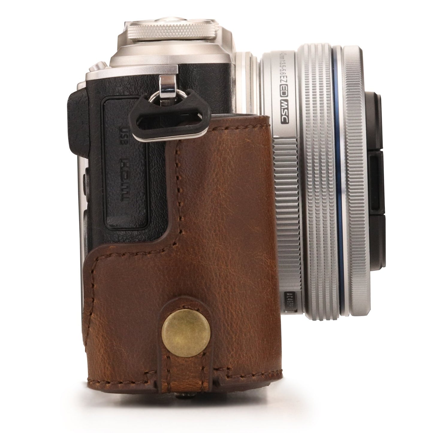MegaGear Ever Ready Leather Camera Case Compatible with Olympus Pen E-PL10, E-PL9 (14-42mm)