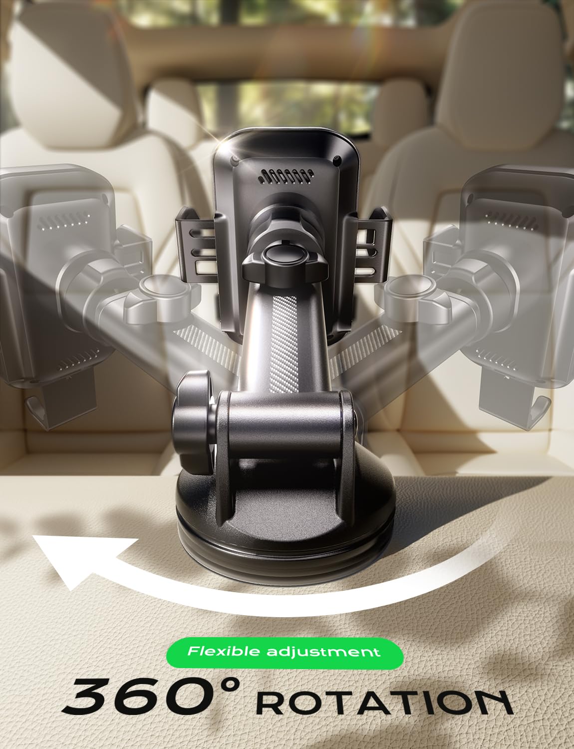 JUSAKA Wireless Car Charger,15W Fast Charging Auto Clamping Phone Holders for Your Car Compatible with iPhone 16/15/14/13, for Samsung Galaxy S24