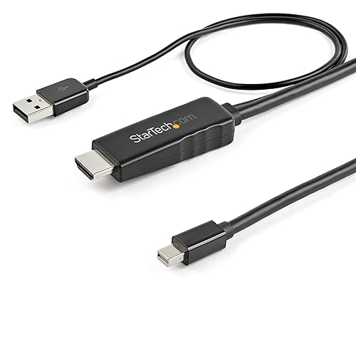 StarTech.com 6ft (2m) HDMI to Mini DisplayPort Cable 4K 30Hz - Active HDMI to mDP Adapter Converter Cable with Audio - USB Powered - Mac & Windows
