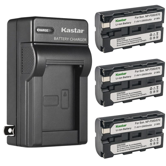 Kastar 3-Pack Battery and AC Wall Charger Replacement for Sony DCR-TRV210 DCR-TRV220 DCR-TRV310 DCR-TRV315 DCR-TRV320 DCR-TRV410 DCR-TRV420 DCR-TRV49