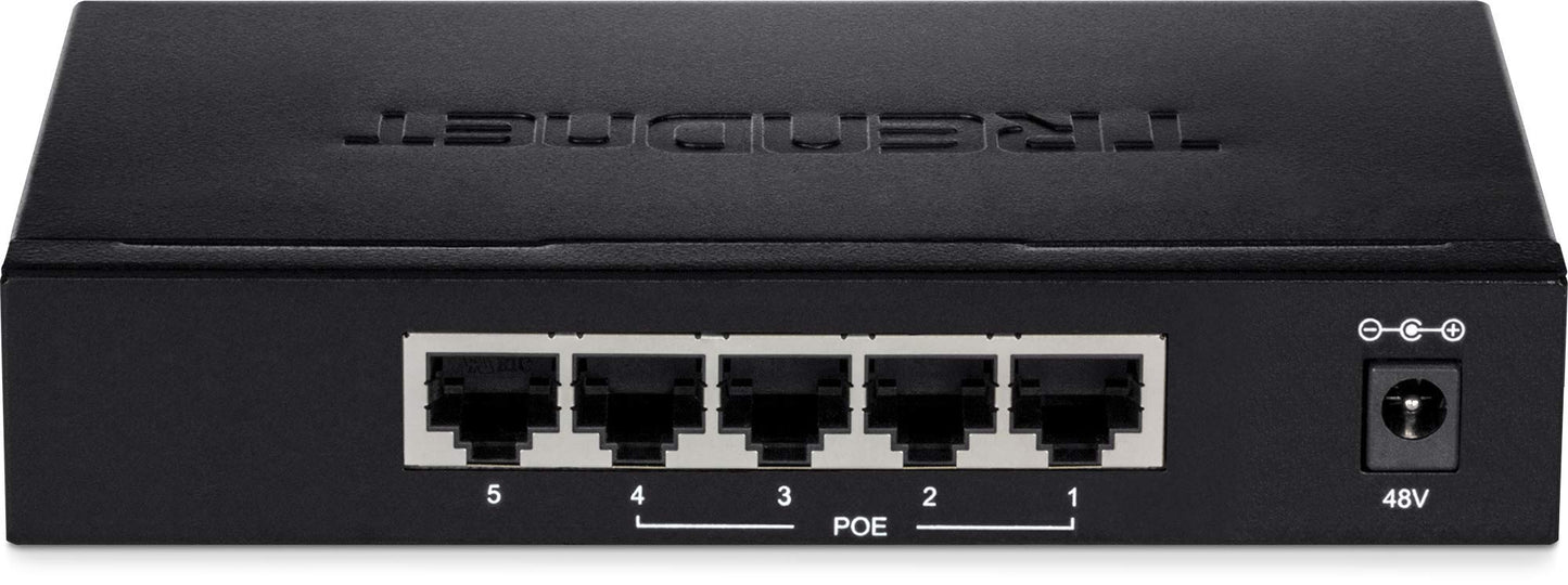 TRENDnet 5-Port Gigabit EdgeSmart PoE+ Switch, 4 x Gigabit PoE+ Ports, 1x Gigabit Port, 31W PoE Power Budget, Managed PoE+ Switch, Wall mountable