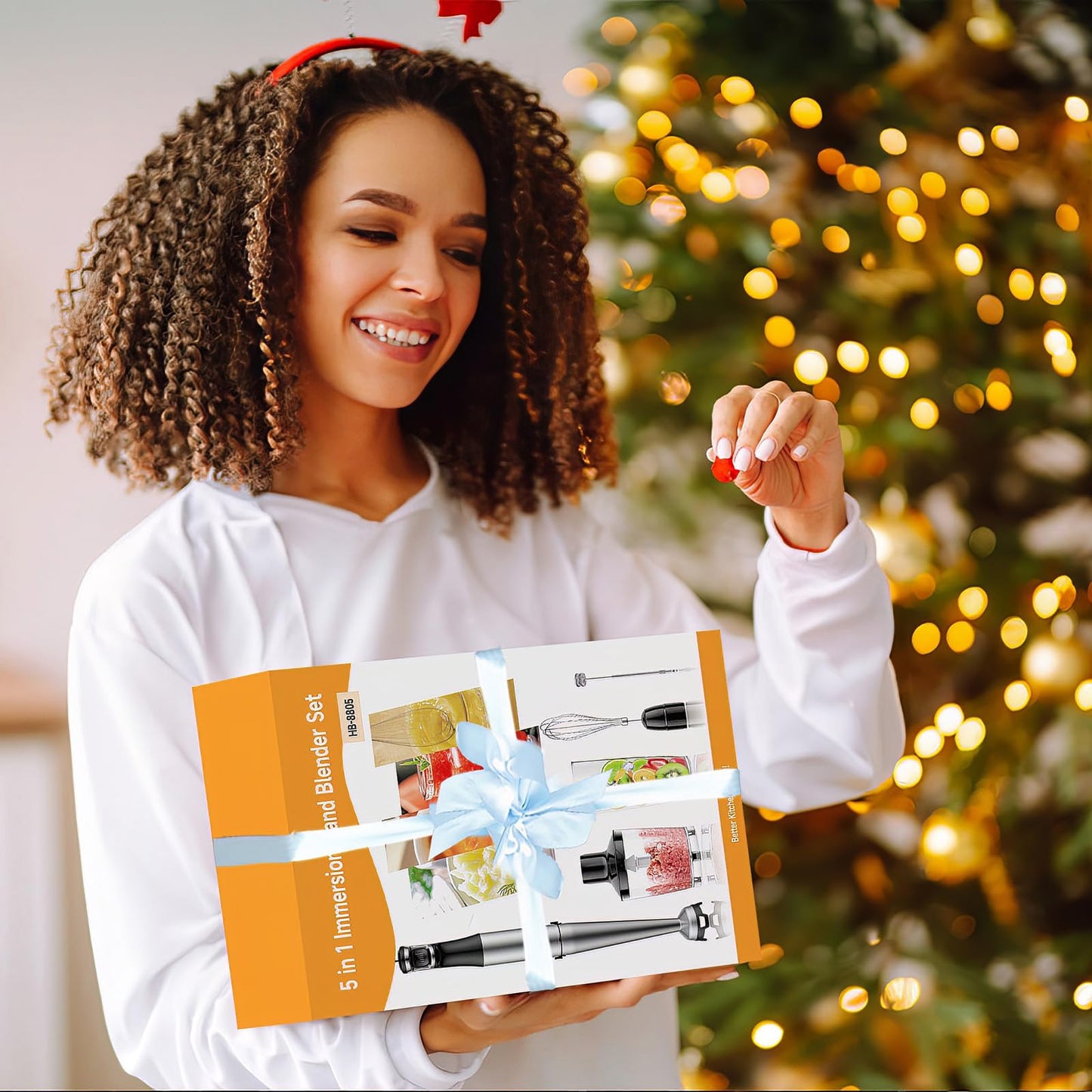 5-in-1 Immersion Hand Blender Set – 1100W Corded Stick Blender with Variable Speed, Chopper, Whisk & Frother for Soup, Smoothies & Baby Food