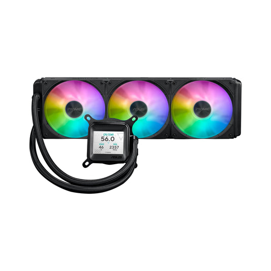 ASUS Prime LC ARGB LCD All-in-one CPU Liquid Cooler with Sharp Screen showcasing CPU & GPU Information with Different Background, high-Performance