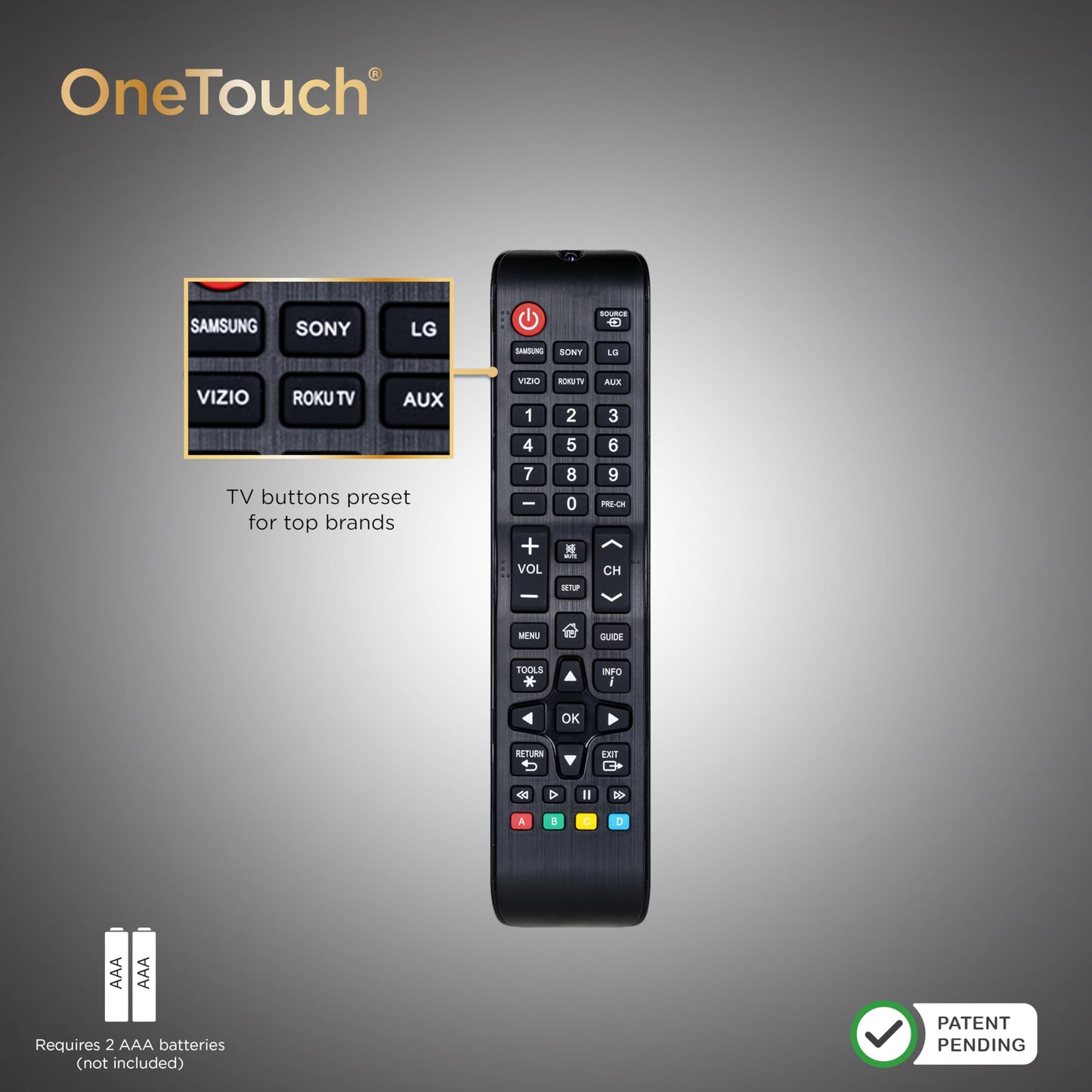UltraPro OneTouch Universal Remote Replacement Compatible for All Samsung, LG, Sony, Vizio and Roku TV Smart TV, LED, LCD, HDTV, 3D, Series TV, 2