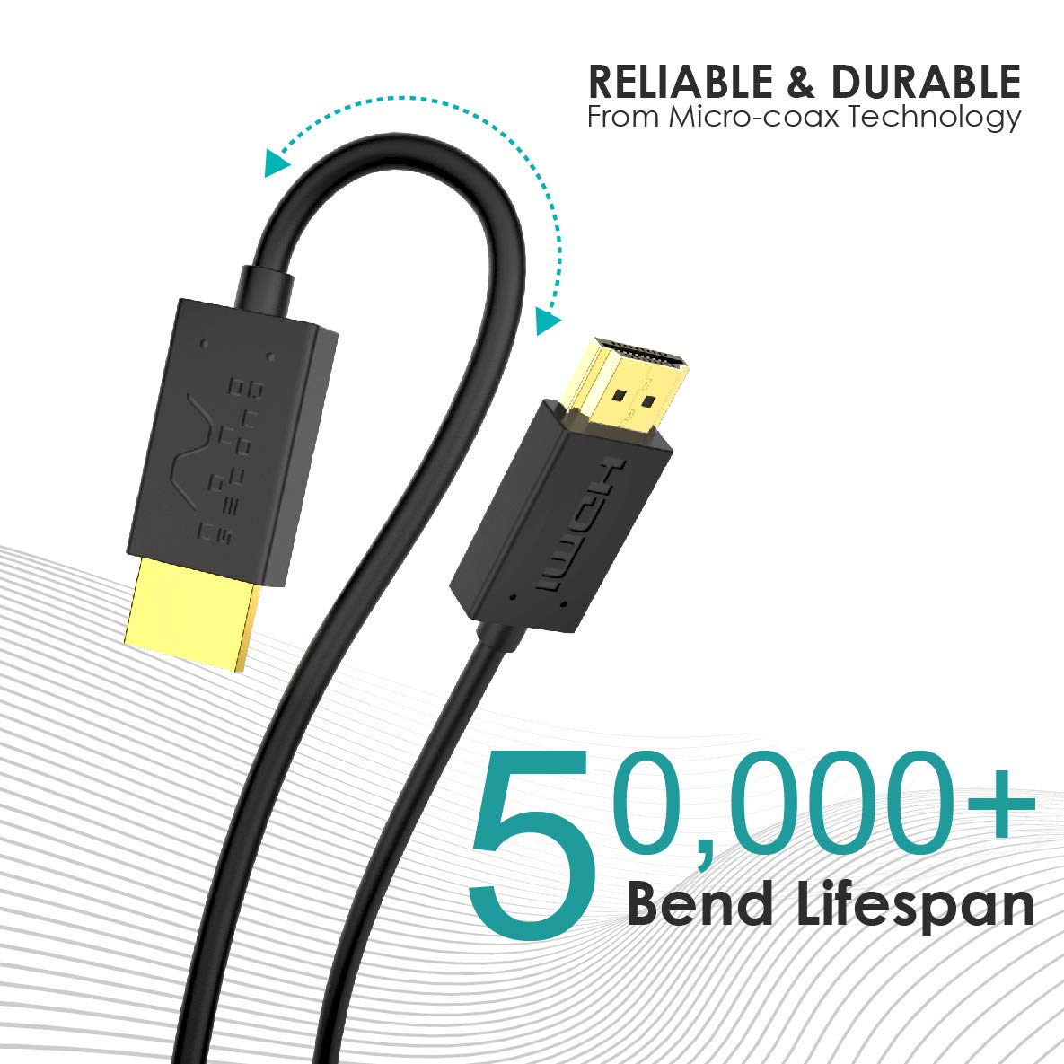 Nanosecond Extreme Slim 2.6’ Micro HDMI Cable - World’s Thinnest and Most Flexible HDMI Cable. (2.6 Ft / 0.8m) High-Speed Supports Full 1080P, 4K