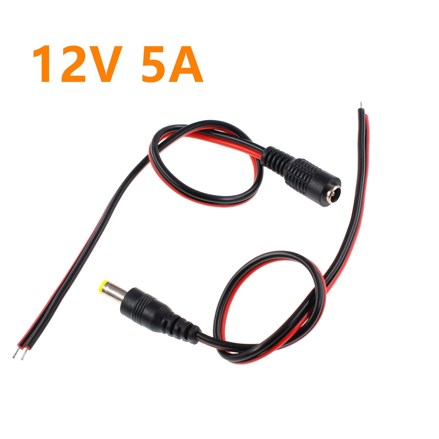 GANASOME 10pcs DC Power Pigtail Cable - 12V 5A Female Connector for CCTV Home Security Surveillance