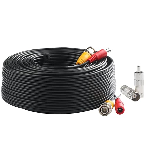 Postta BNC Video Power Cable (100 Feet) Video Security Camera Cable Wire with Two Connectors for CCTV DVR Surveillance System