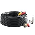 Postta BNC Video Power Cable (100 Feet) Video Security Camera Cable Wire with Two Connectors for CCTV DVR Surveillance System