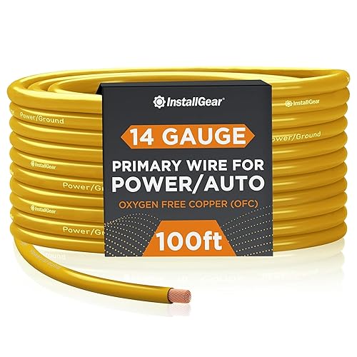 InstallGear 14 Gauge OFC Primary Remote Wire, 100-feet - Yellow - Speaker Cable for Car Speakers Stereos, Home Theater Speakers, Surround Sound