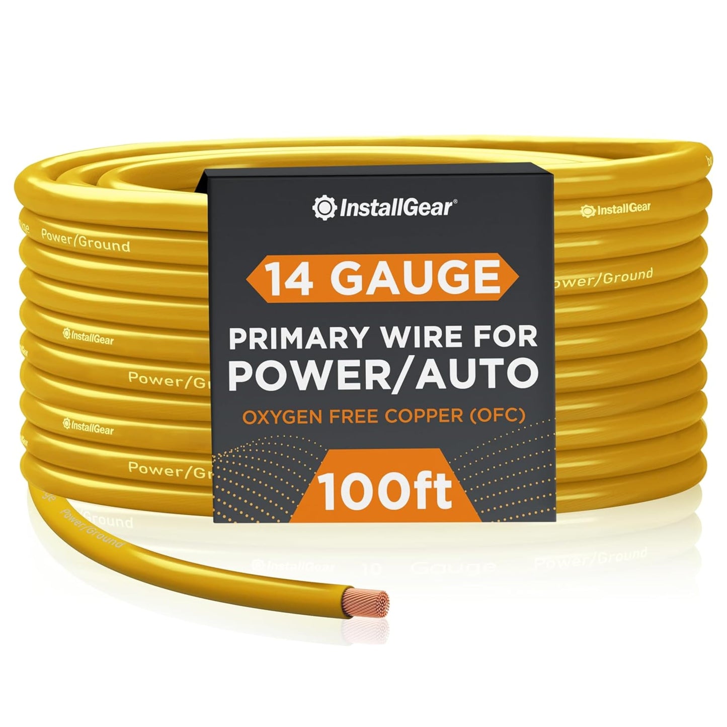 InstallGear 14 Gauge OFC Primary Remote Wire, 100-feet - Yellow - Speaker Cable for Car Speakers Stereos, Home Theater Speakers, Surround Sound