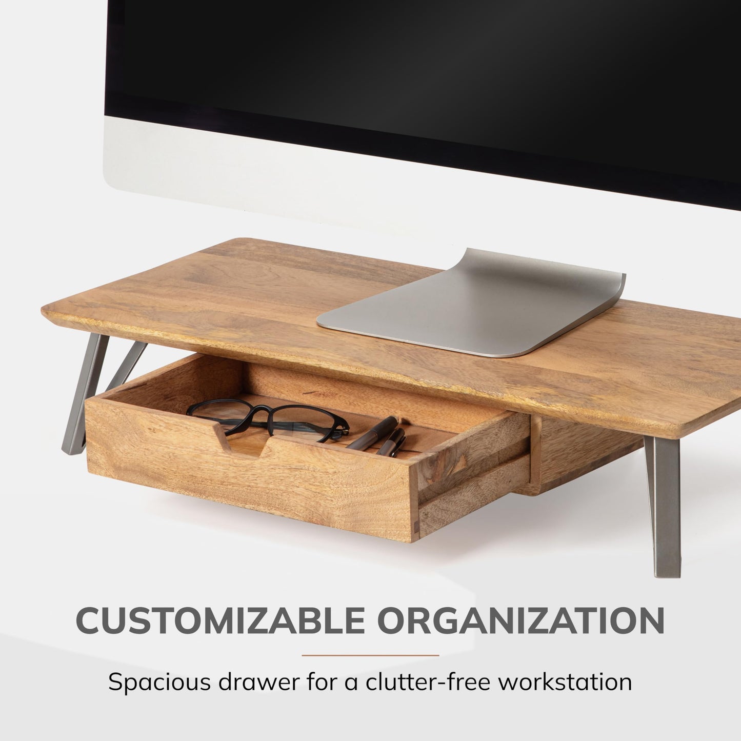 Anji Mountain Monitor Stand - Desktop Organizer & Laptop Riser, Ergonomic Monitor Riser, Space-Saving Monitor Stand for Desk, Durable Construction