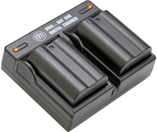 BM Premium 2 Pack of EN-EL15B Batteries and Dual Battery Charger for Nikon Z6, Z7, D780, D850, D7500, 1 V1, D500, D600, D610, D750, D800, D800E, D810