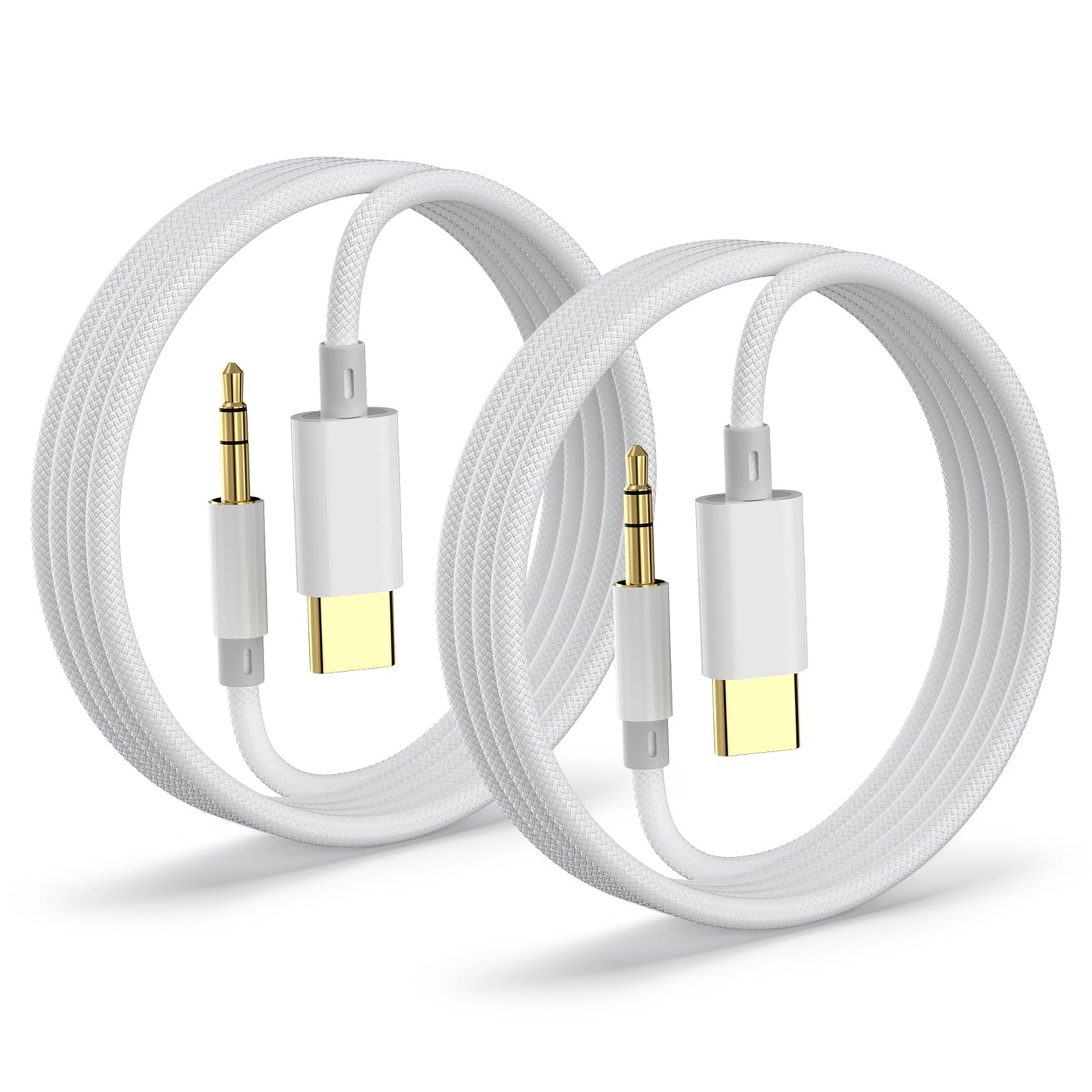 Aux to USB C, Aux Cord to USB C to 3.5mm Audio Headphone Jack Adapter [2 Pack,4FT], Hi-Fi DAC Dongle Aux Cord Compatible with iPhone 17/16/15 Pro