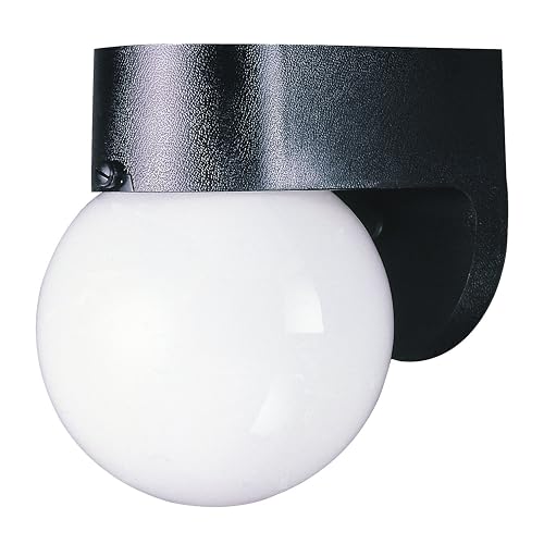Westinghouse 6680300 Traditional One-Light Outdoor Wall Lantern, Black Finish on Polycarbonate, White Glass Globe