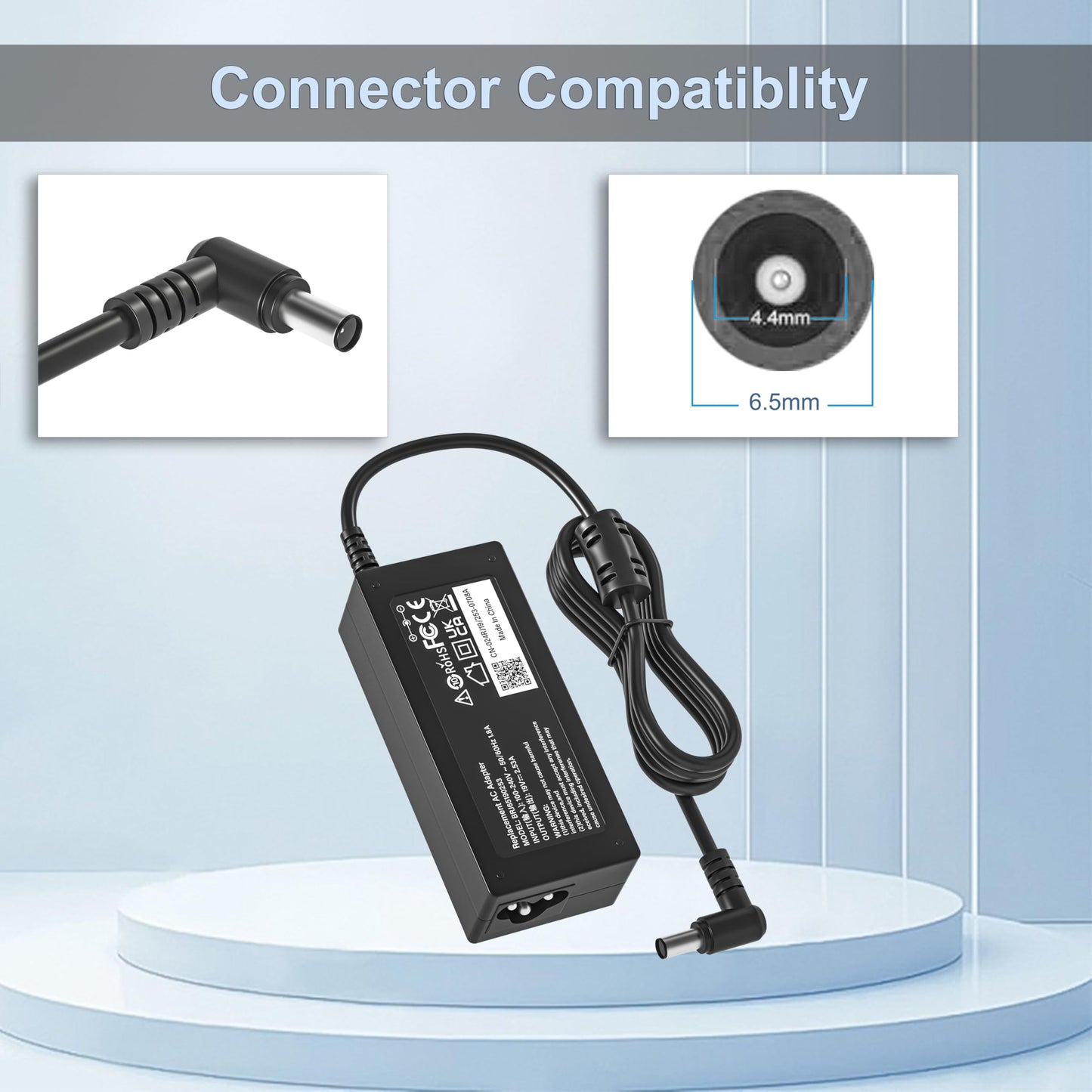 19V Power Adapter fit for LG Monitor Power Cord 22" 24” 27” 32" 22MP400-B 24QP500-B 24LJ4840 27UP600 27UL500 27MR400 E2742VA 27EA63 27GL83A-B…