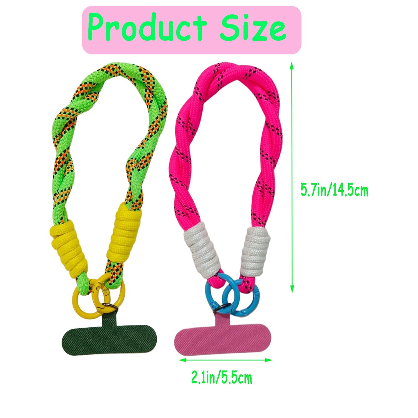 ISEMRO 2Pcs Phone Wrist Strap,Universal Cellphone Lanyard with 4pcs Tether Tab (Green+Rose Red)