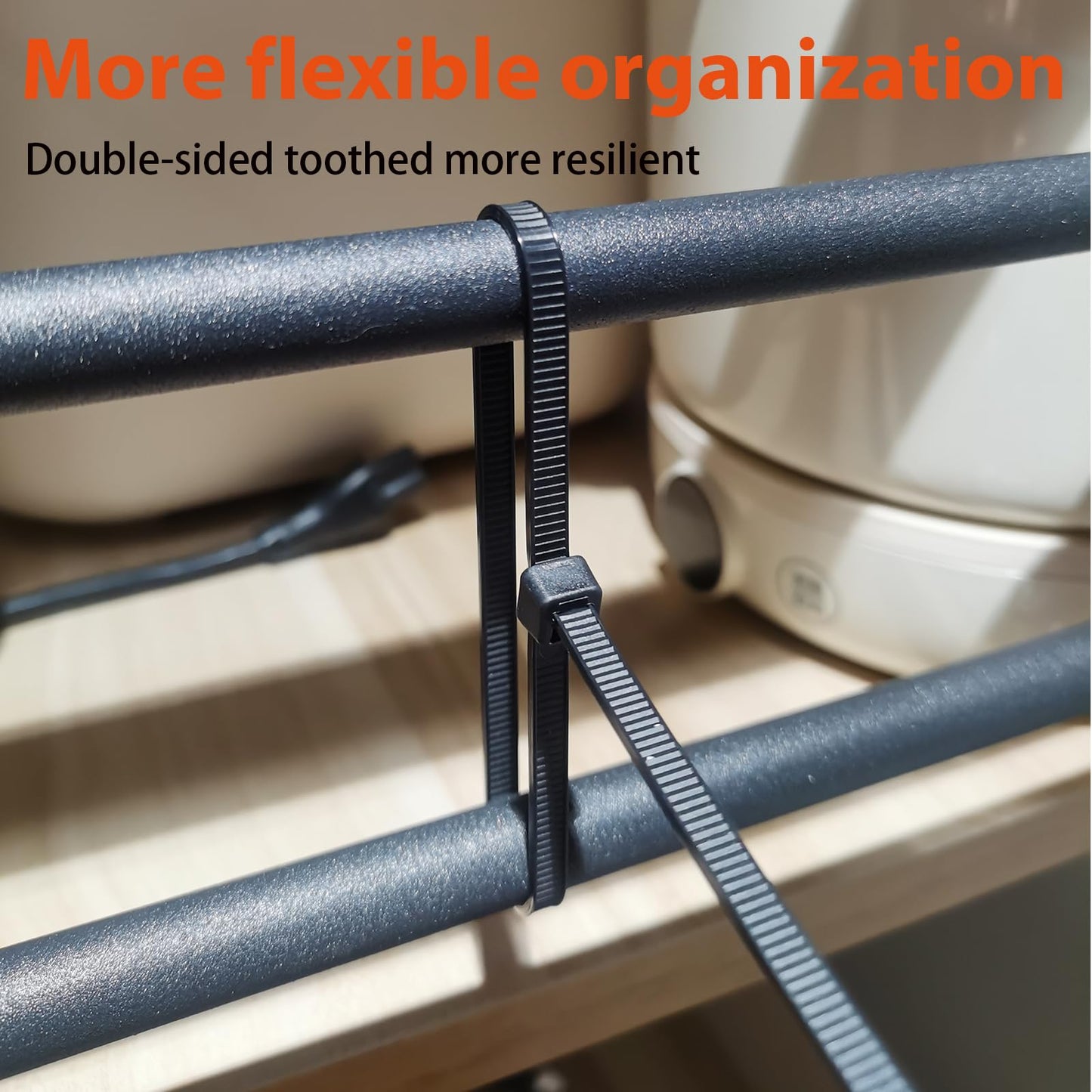 Zip Ties Assorted Size,8+12+14+18 Inch Double Sided Toothed,100 LBS Tensile Strength Heavy Duty Cable Wire Ties With Self-Locking Adjustable More