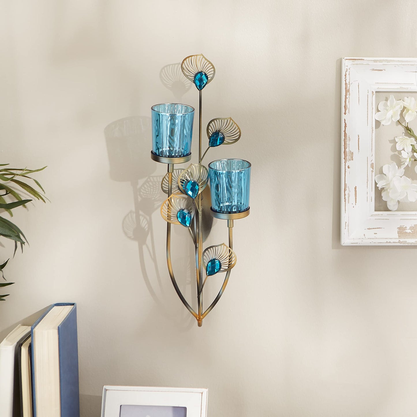 Exotic Peacock Plume Wall Sconce