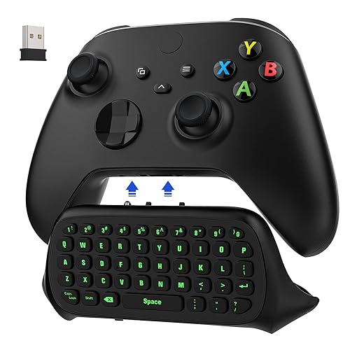MoKo Green Backlight Keyboard for Xbox One Controller, Xbox Series X/S, Wireless Gaming Chatpad Keypad with USB Receiver&3.5mm Audio Jack, Xbox