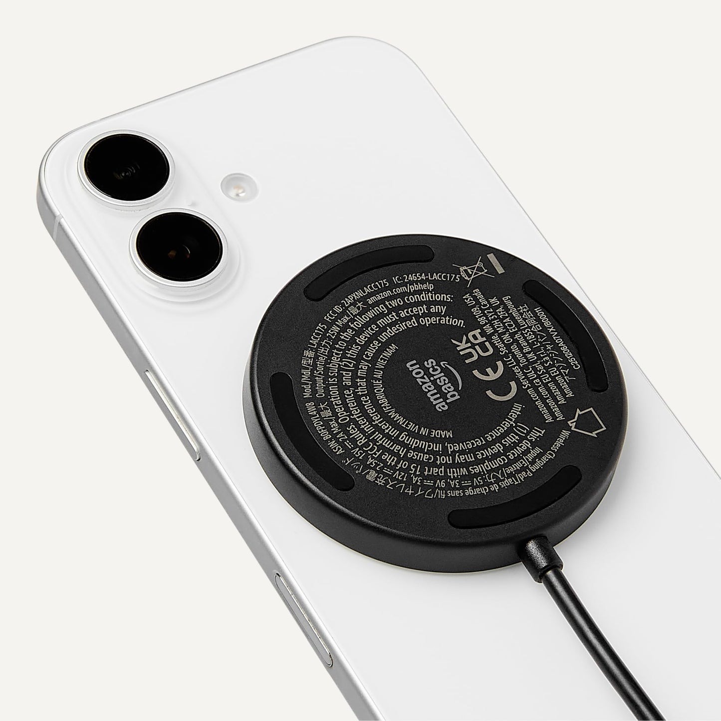 Amazon Basics 25W Qi2.2 Certified Wireless Charging Pad, MagSafe Compatible for iPhone 17/16/15/14/13/12, Magnetic Compatible for Android, Google
