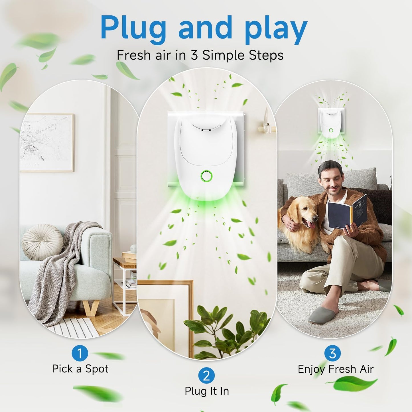 Plug in Air Ionizers, 6 Pack Two-Speed Quiet Negative Ion Air Purifier