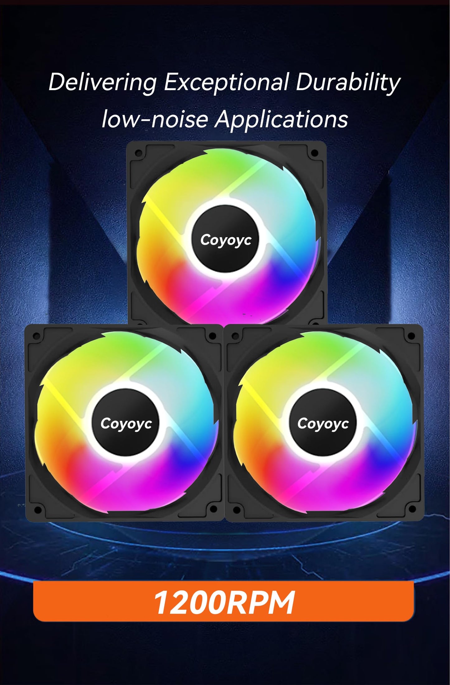 3PCS 1200 RPM RGB Case Fan120mm PC Colorful Cooler Fans FDB Bearing Computer Fans Low-Noise Bearing Forward & Reverse Blade Design for Cooler Master