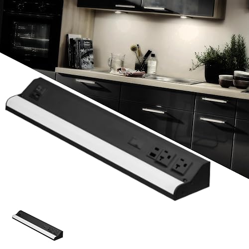American Lighting LED Courant Plus Undercabinet Light 18 Inch 5CCT Color Selectable 90+ CRI 1000 Lumens with USB-A USB-C and 20A Receptacles Black