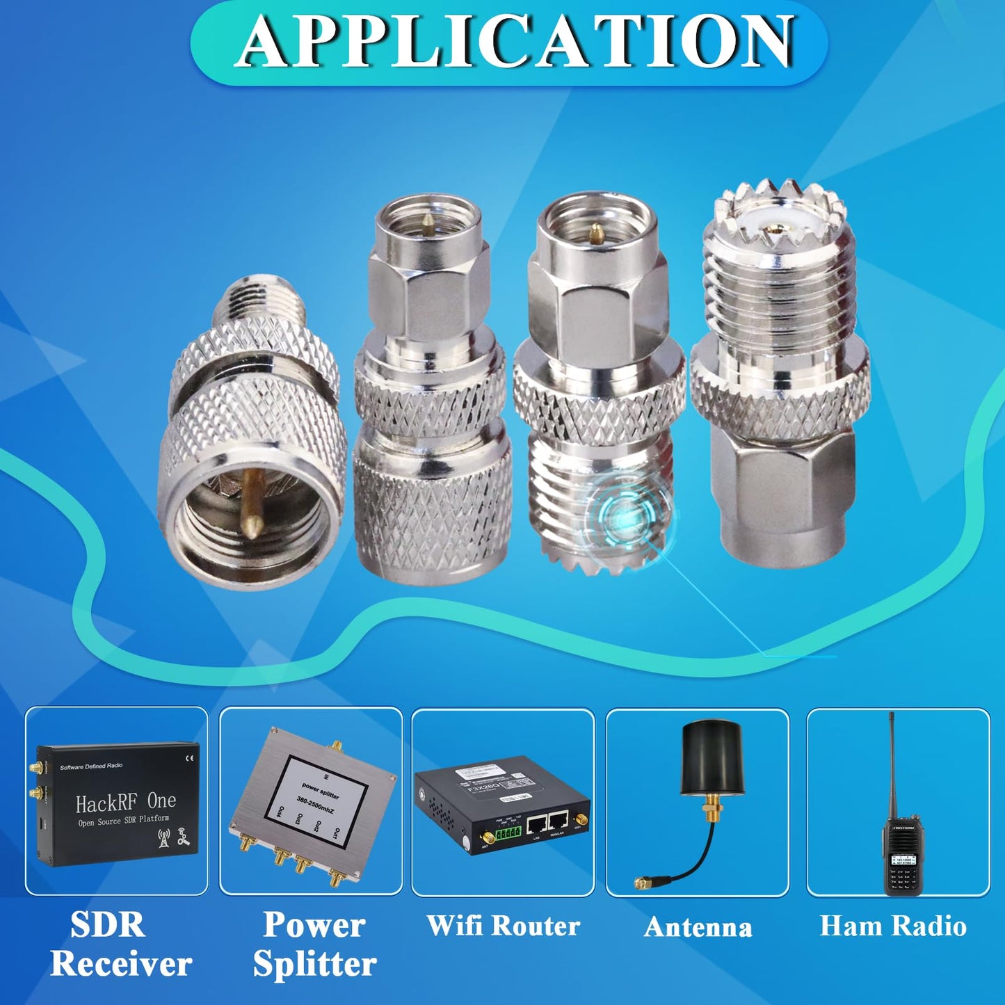 TUOLNK 4 Types Set SMA Male to Mini UHF Male Adapter Mini UHF to SMA RF Coax Adapter Kit for Wireless Antenna/RF Coax Cable Antenna Coaxial Connector