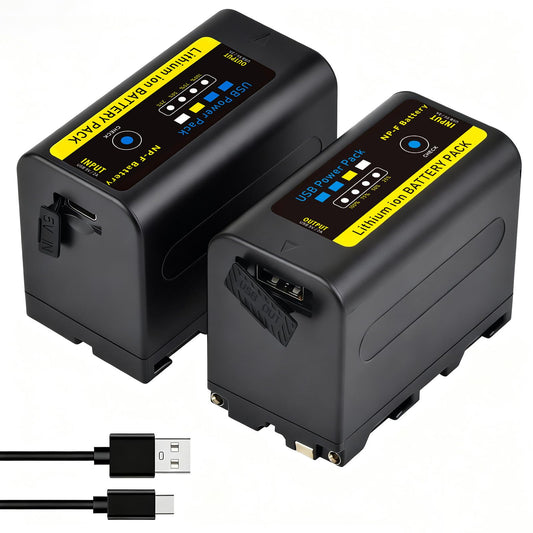 Tectra 2-Pack NP-F750 Battery for Sony NP-F970 NP-F975 NP-F980 NP-F960 NP-F770 NP-F550 Battery and Sony Handycam Camcorders for YONGNUO Godox LED