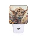 ZTHLL Highland Cow Night Light, Flower Night Light Plug into Wall with Dusk to Dawn Sensor, LED Lamp Energy Saving Lights for Men Women Boys