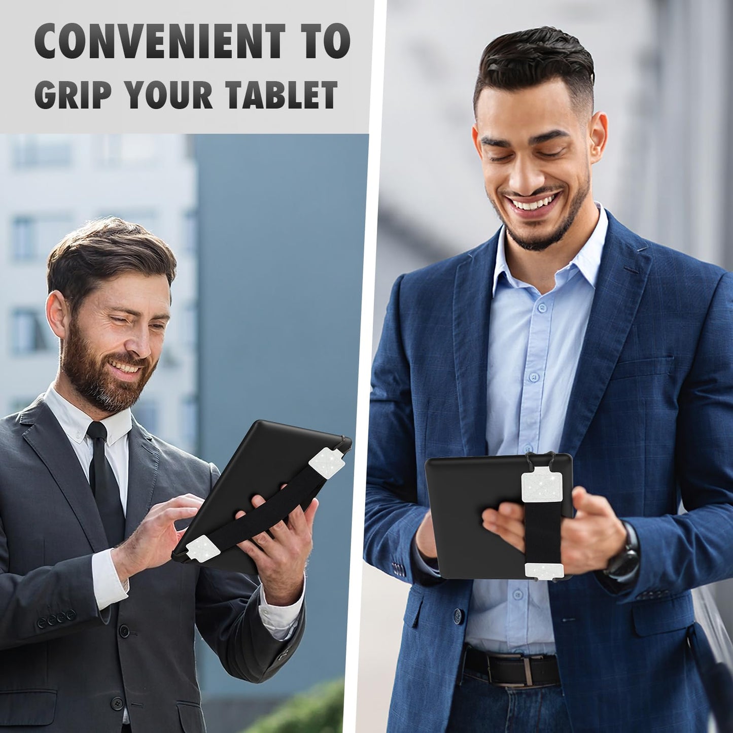 MoKo Security Hand-Strap for 9-11 Inch Tablet, iPad/IP-ad Pro/iPad Air/Kindle Fire HD/Samsung, Black High-Elasticity Versatile Hand Strap Lightweight