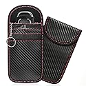 Xiqaler 2 PCS Faraday Key Fob Protector, Anti-Theft Smart Key Fob Protective Bag with Metal Hook, Carbon Fiber Signal Blocking Pouch Keychain