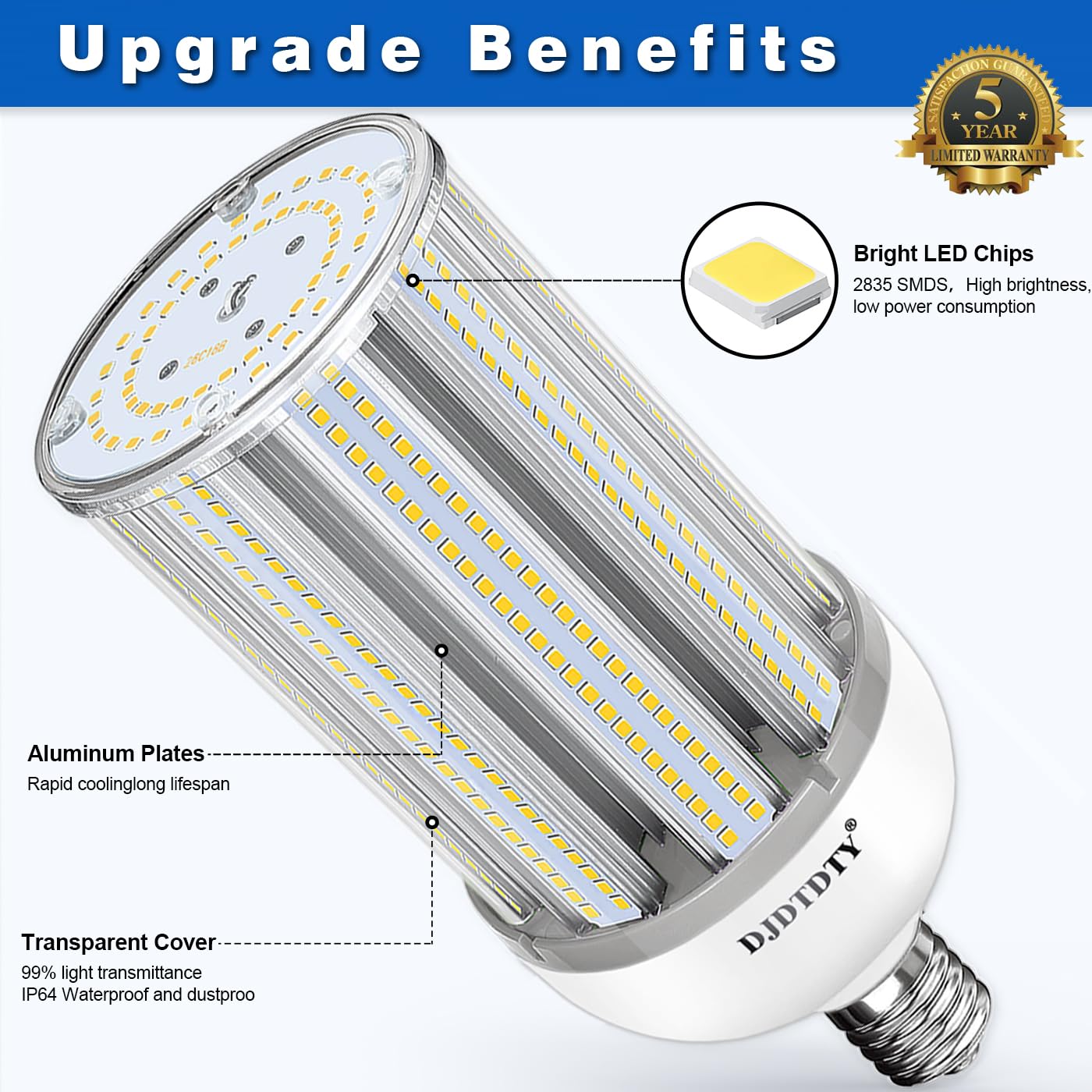 DJDTDTY 3-Pack is More economical?60W LED Light Bulb, E26 Base, 5000K 6000LM LED Bulb, Suitable for Garage Warehouse Workshop barn, Home Essential