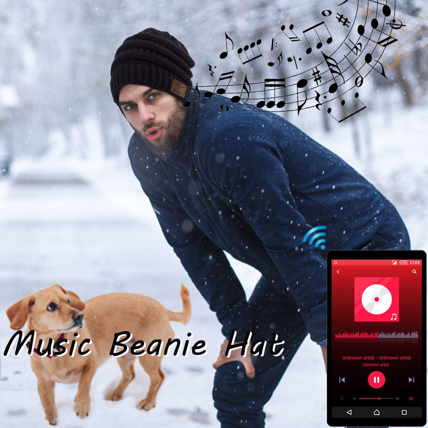 FashionLive Wireless Music Beanie Hat for Men Women Unisex Winter Warm Soft Knit Cap Beanie with Wireless Headphone Headset Stereo HD Speaker Mic…