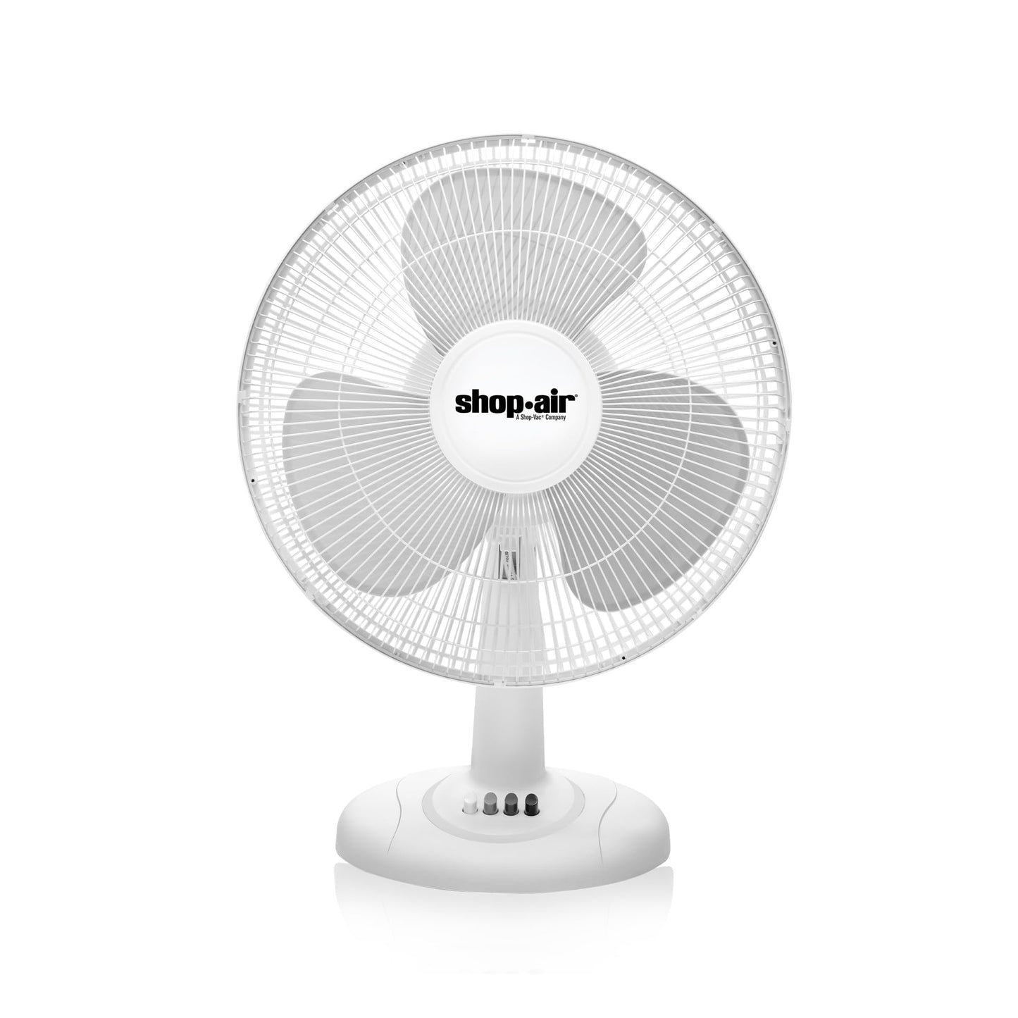 Shop-Air 12" Oscillating Table Fan, 3 Speeds, High-Velocity, Quiet & Powerful Air Circulation, 70° Adjustable Head Tilt,Ideal for Home, Bedroom or