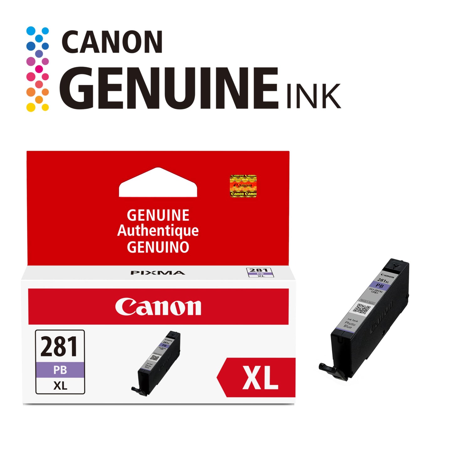 Canon CLI-281 XL Genuine Photo Blue Ink Tank, Compatible with TS9120 Series,TS8120 Series, TS8220 Series, TS8320, and TS6320 Printers