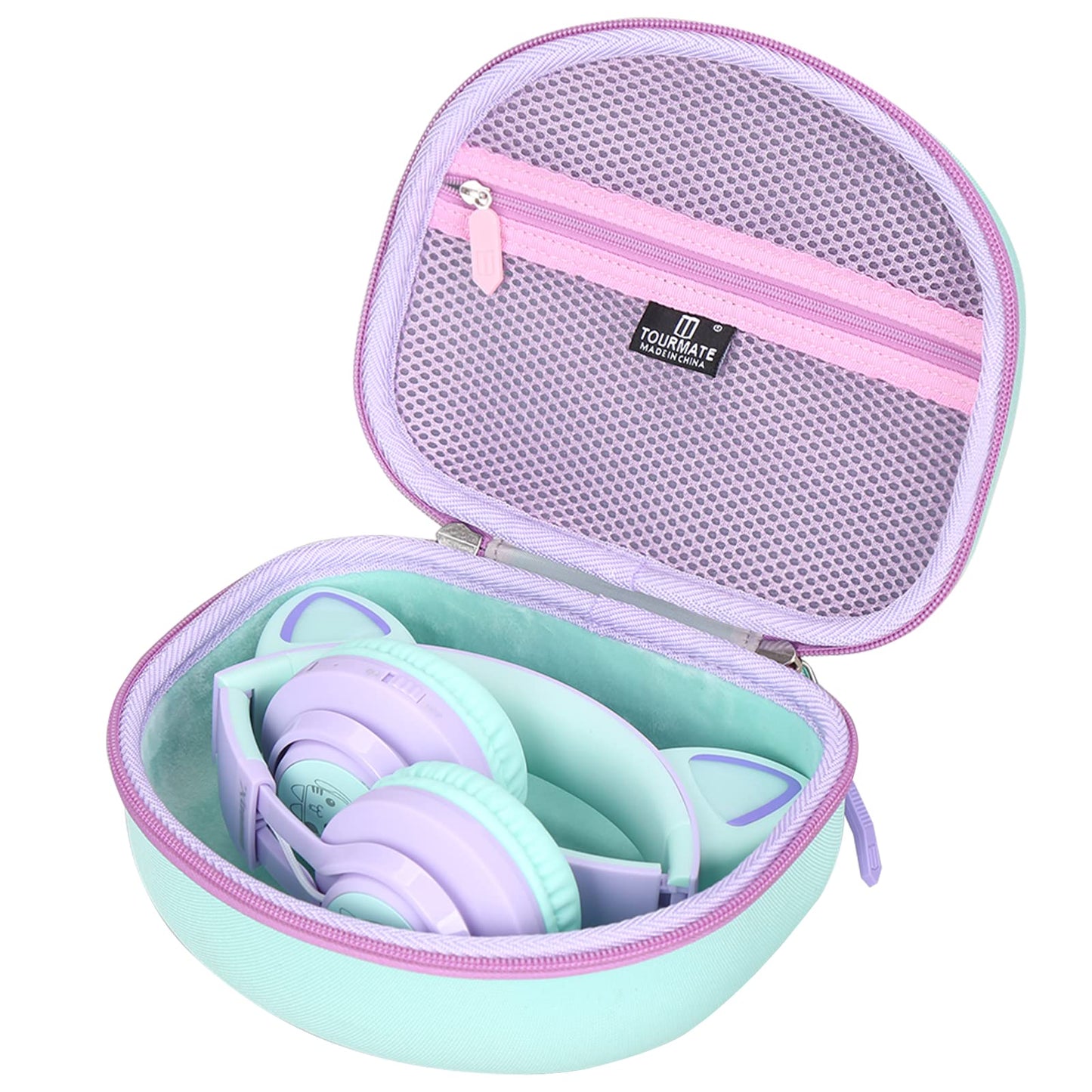 Tourmate Hard Travel Case for Riwbox CT-7 CT-7S / iClever HS01 / FosPower Cat Ear LED Light Kids Wireless Headphones, Protective Carrying Storage Bag
