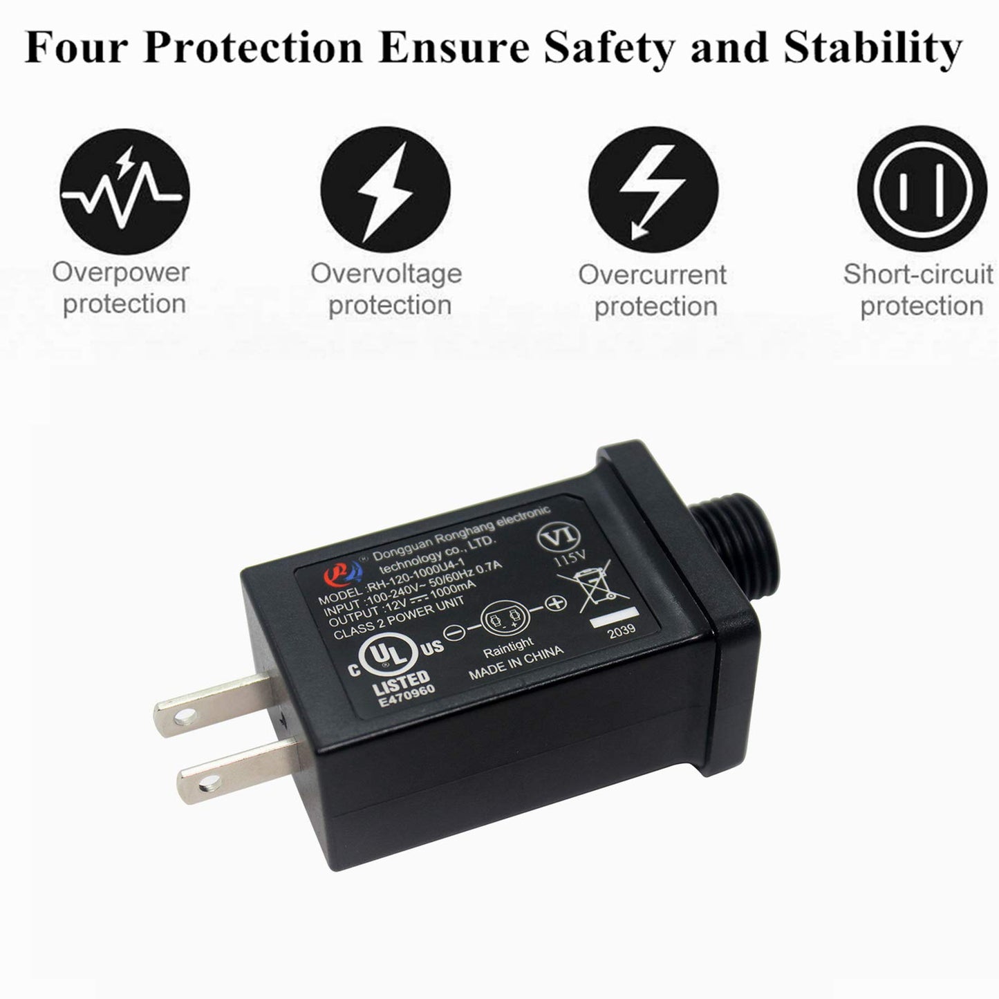 12V 1A LED Power Supply, Replacement Yard Inflatable LED Adapter LED Transformer for Christmas String Light, Fountain Lights, Inflatable Device