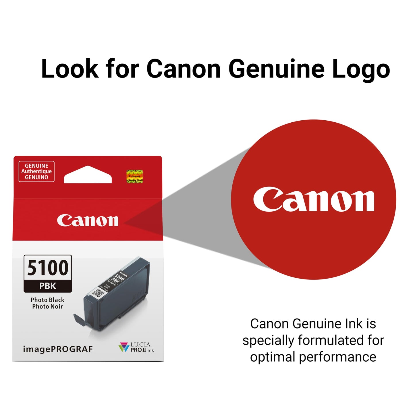 Canon PFI-5100 Genuine Photo Black Ink Tank, Compatible with ImagePROGRAF PRO-310 Printers