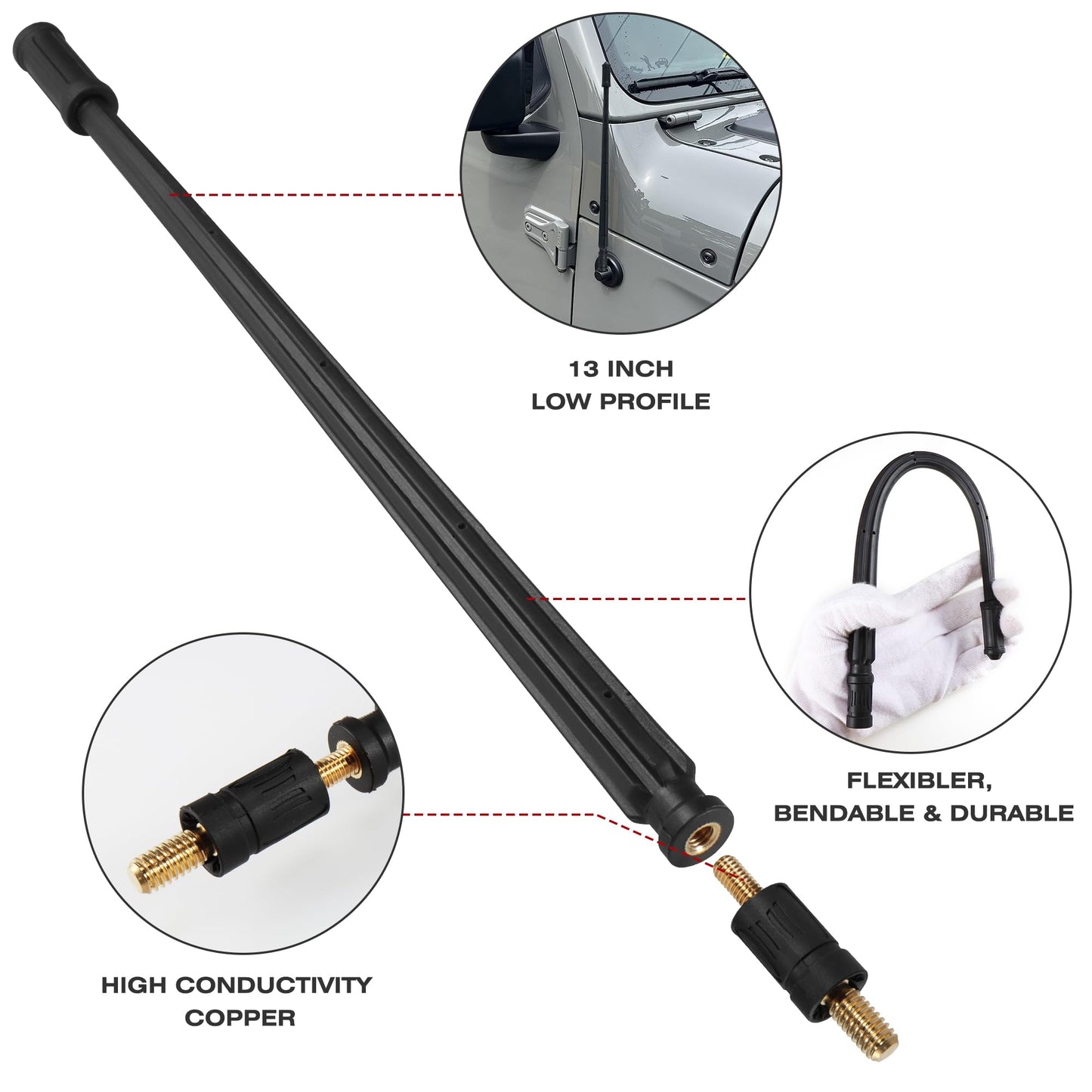 VOFONO 13 Inch Antenna for 2007-2024 Jeep Wrangler Gladiator, Jeep Wrangler Gladiator Accessories