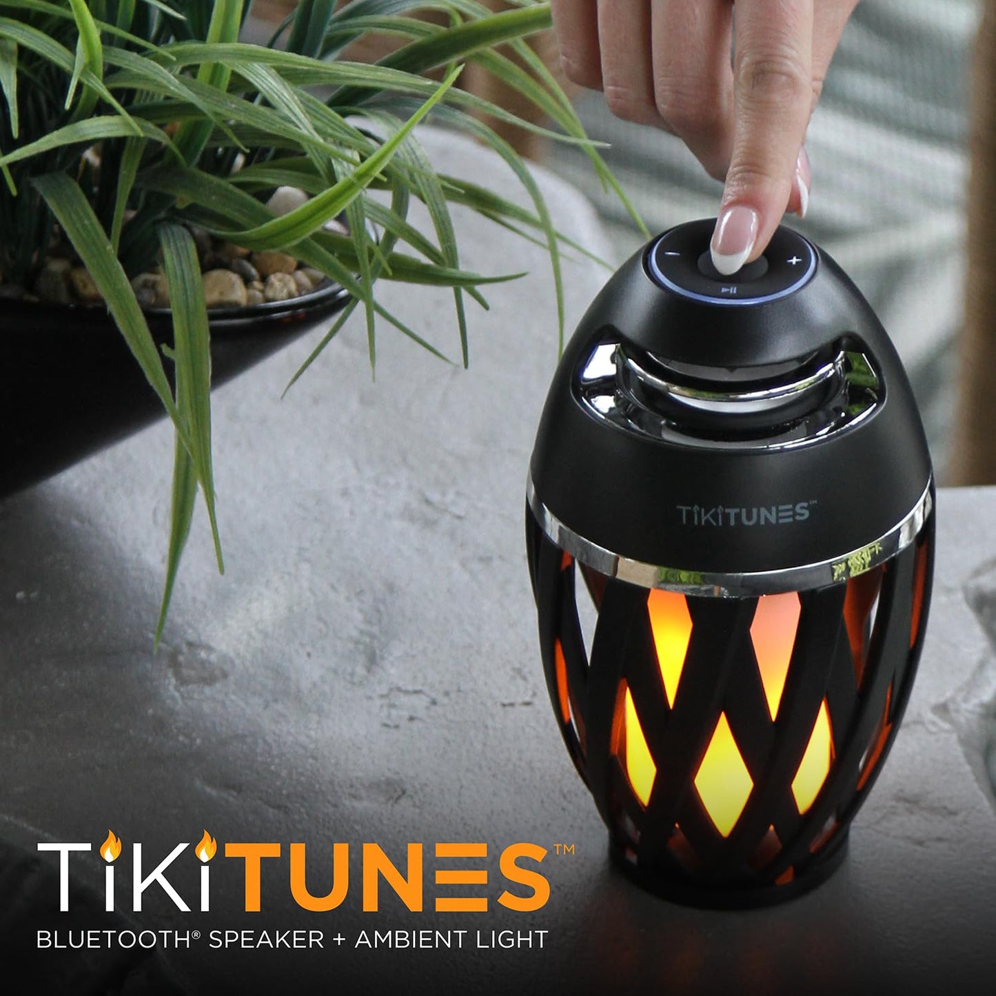 TikiTunes Portable Bluetooth 5.0 Indoor/Outdoor Wireless Speaker, LED Torch Atmospheric Lighting Effect, 5-Watt Audio USB Speaker, 2000 mAh Battery