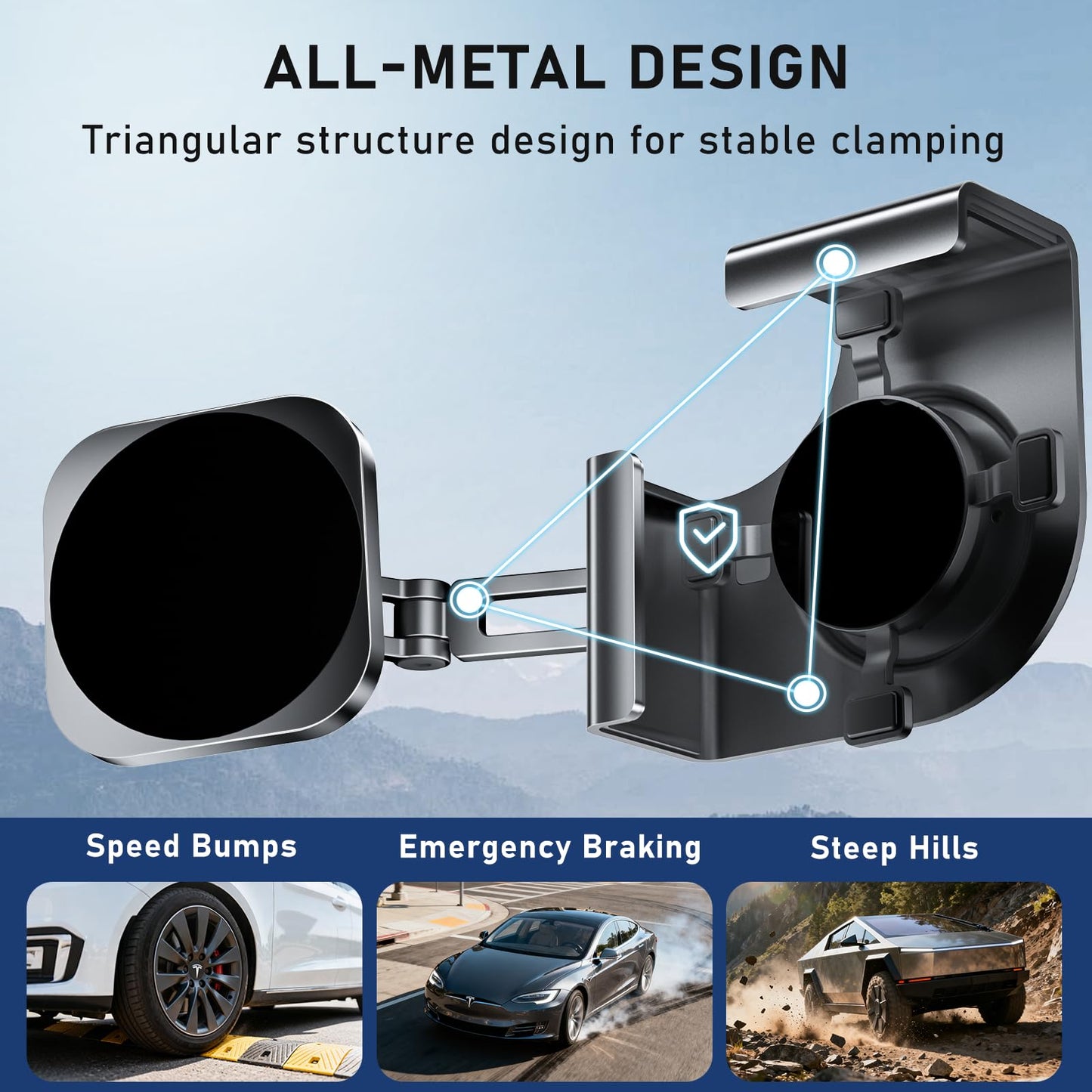 All-Metal Phone Holder for Tesla Model 3/Y and Cybertruck, Car Dash Phone Holder, Accessories Magsafe Car Mount Magnetic Phone Mount Strongest Magnet