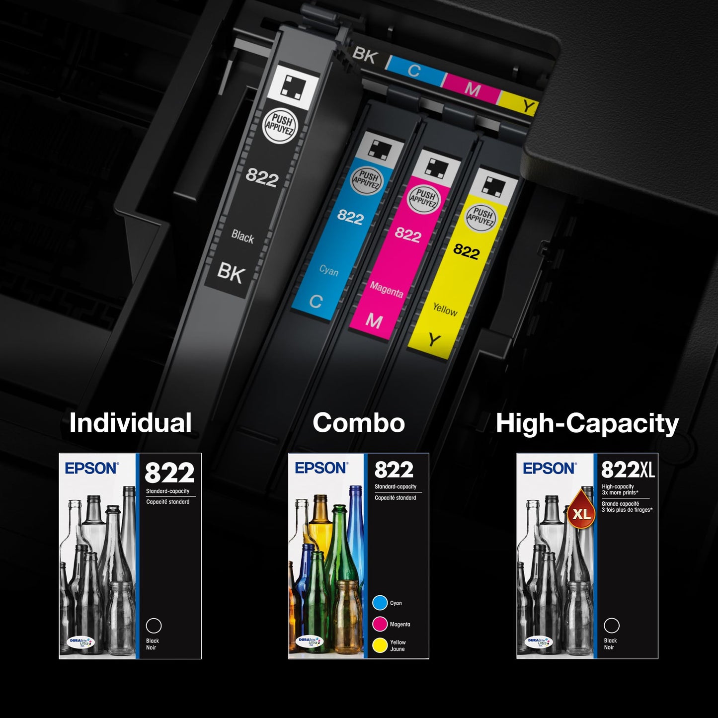 EPSON 822 DURABrite Ultra Ink High Capacity Black Cartridge (T822XL120-S) Works with WorkForce Pro WF-3820,3823, 4820, 4830, 4833, 4834