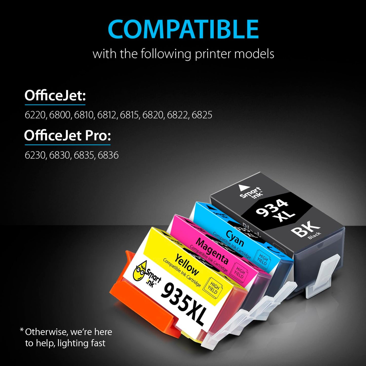 Smart Ink Compatible Ink Cartridges Replacement for HP 934 and 935 HP 934XL 935XL 4 Combo Pack (1 Black, Cyan/Magenta/Yellow) for HP Printer Officejet