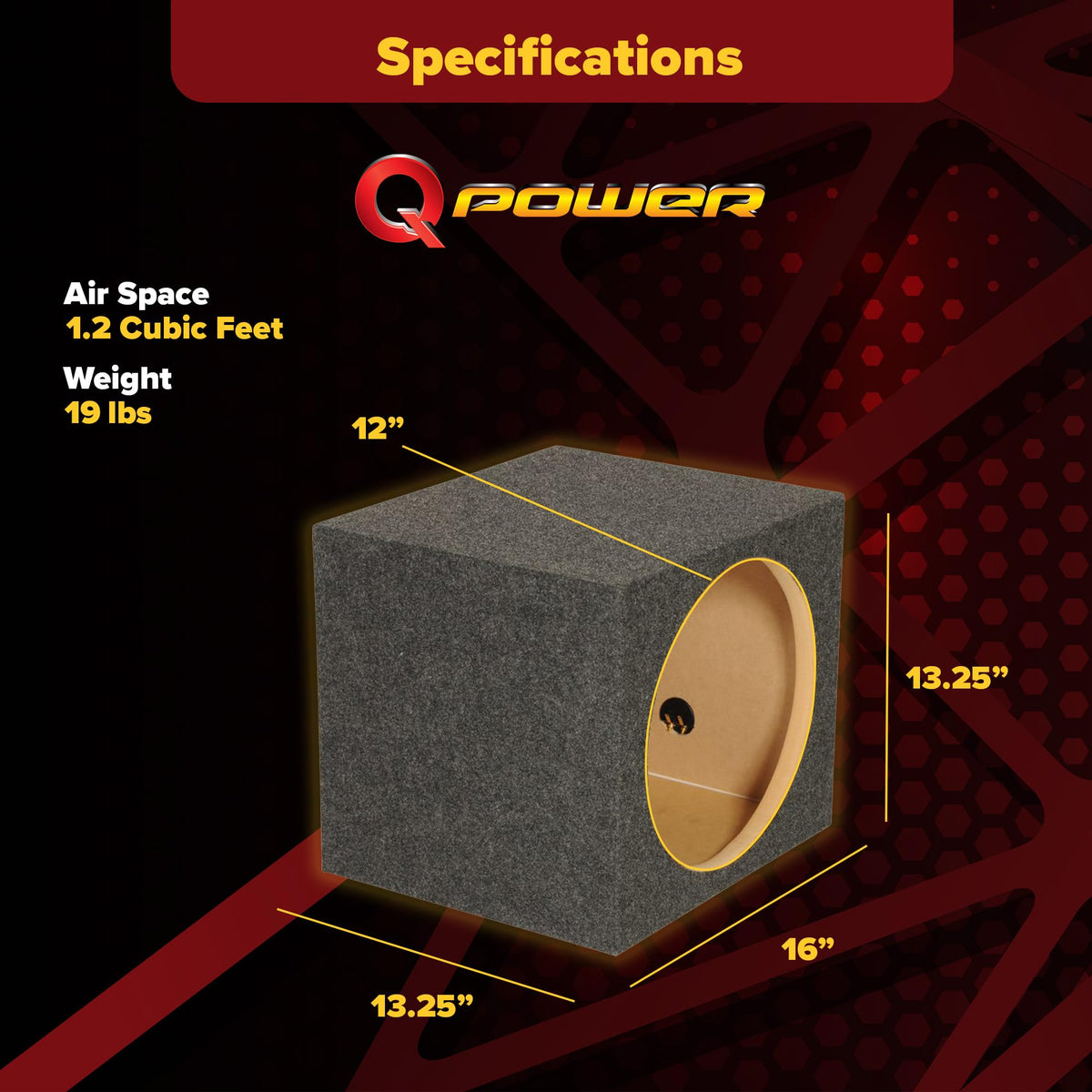 Q Power HD112 12" Single Sealed Heavy-Duty Car Audio Subwoofer Enclosure