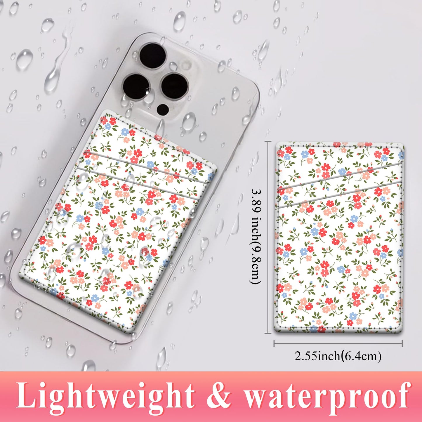 AFYEWKC Phone Card Holder Leather, Dual Pocket Phone Wallet Stick On, Adhesive Cute Credit Card Sleeves for Phone Case Compatible with Most Phones