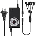 UMLIFE 12V PC Fan Speed Controller, Fan Power Supply 100-240V AC to 3-12V DC 36W Adjustable, with Fan Splitter Cable 4X 3pin or 4pin PWM Connector AC…