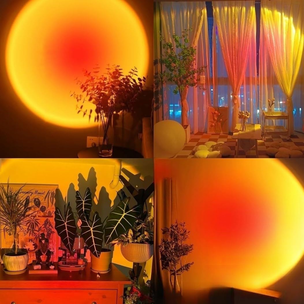 QUIGO Sunset Lamp Projector Led Lights for Bedroom Night Light RGB Lights Sun Sunlight Sunrise Lamp 10w 360 Rotation Rainbow Projection Room Decor