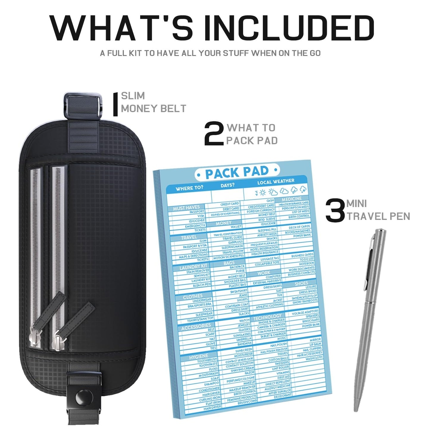 Raytix RFID Blocking Money Belt – Waterproof Hidden Travel Waist Pouch & Passport Holder Wallet for Men & Women, Black